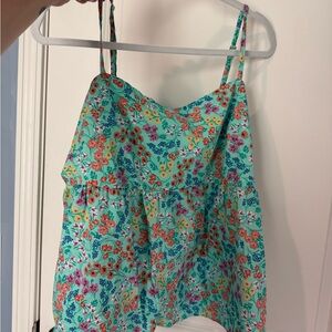 LOFT Floral Mint Green Spaghetti-Strap Women's Tank Top